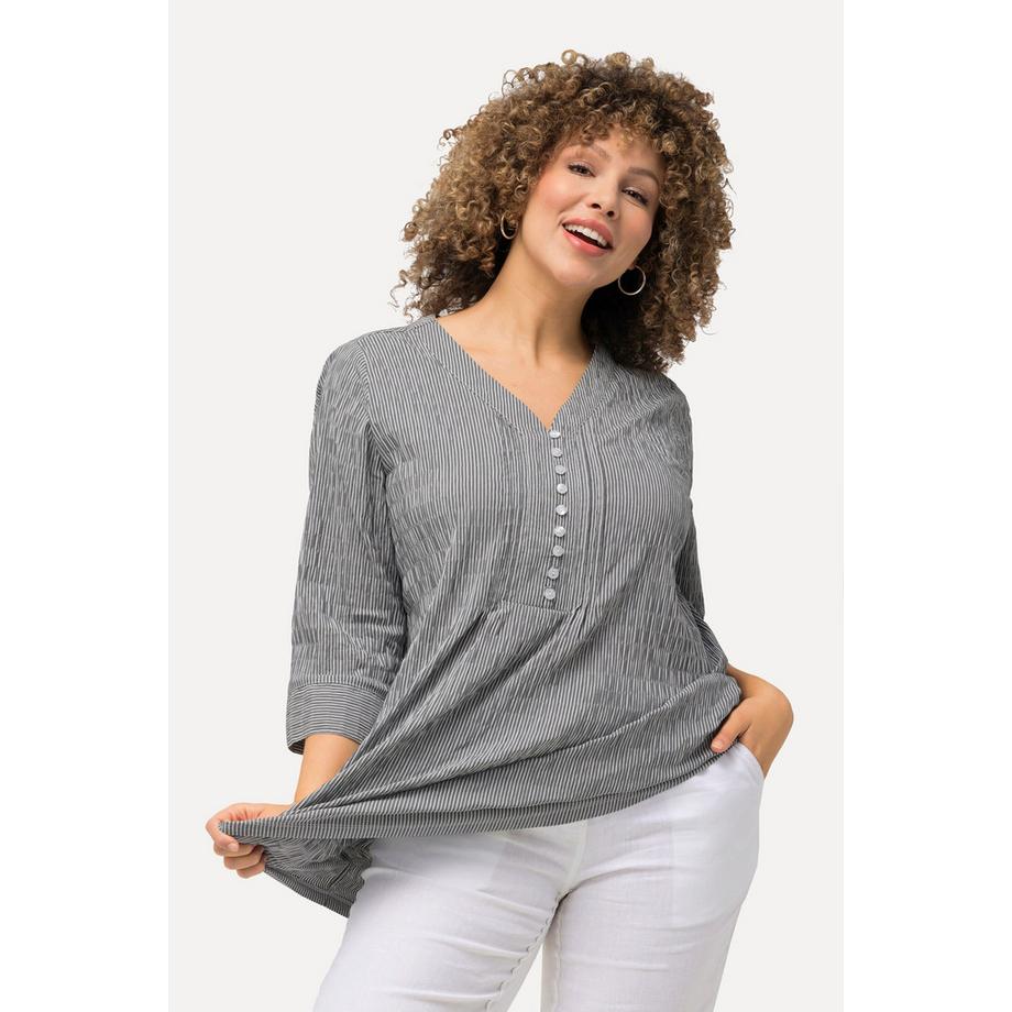 Ulla Popken Tunique à bulles Encolure en V Plis fantaisie Manches 3/4  