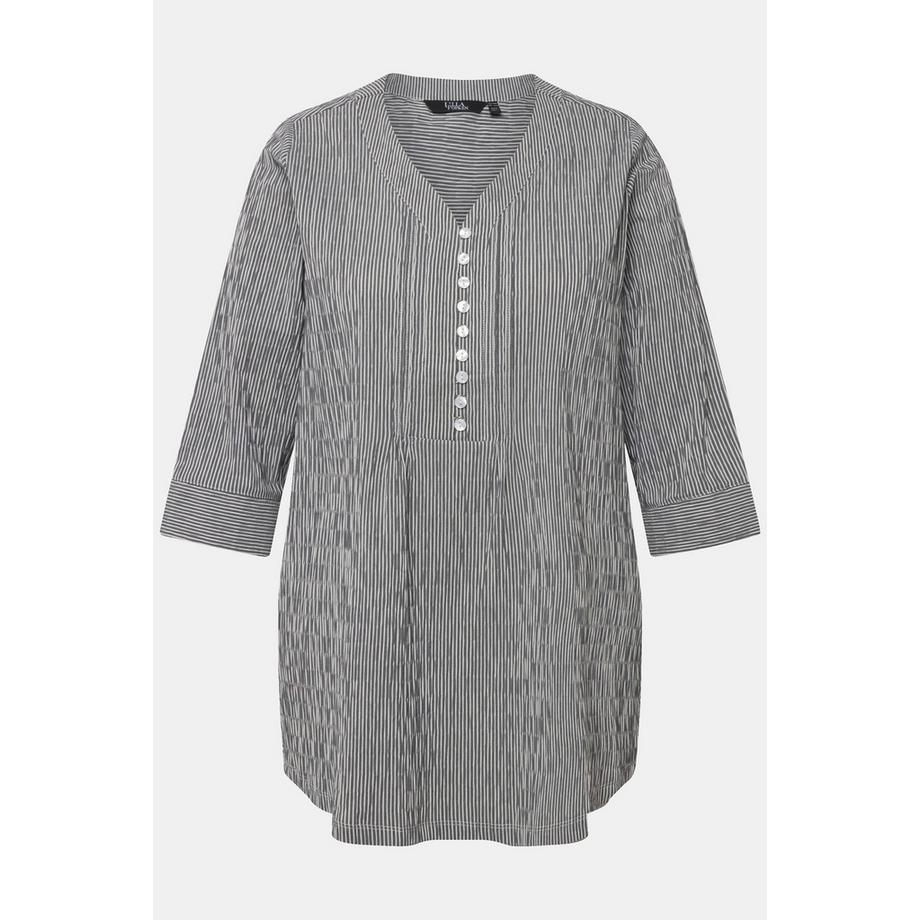 Ulla Popken Tunique à bulles Encolure en V Plis fantaisie Manches 3/4  