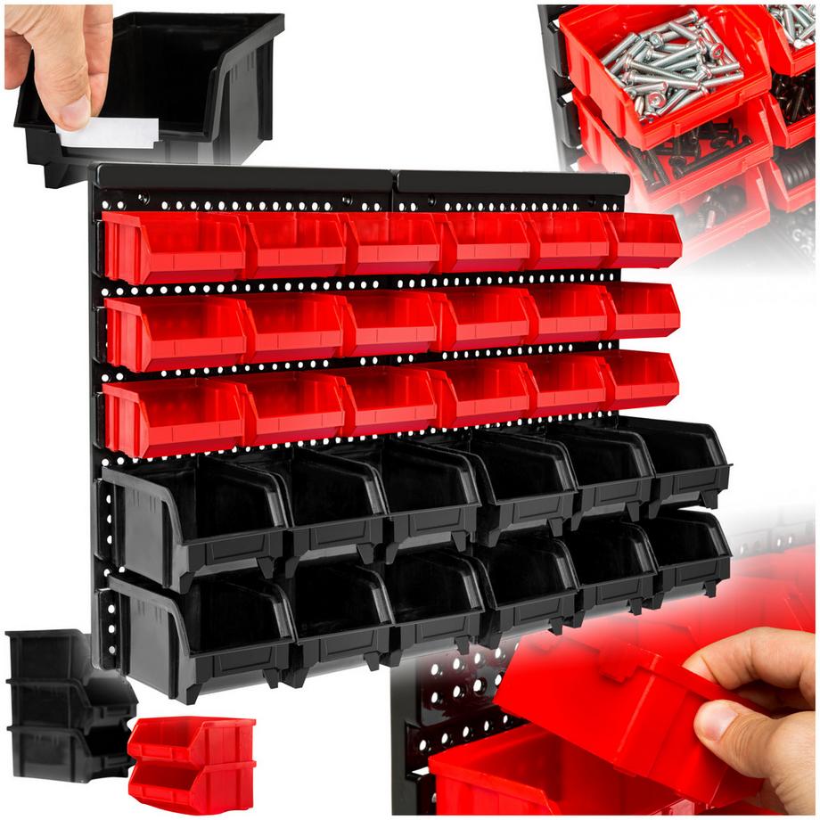 Tectake Étagère murale avec bacs de rangement  31 pièces  