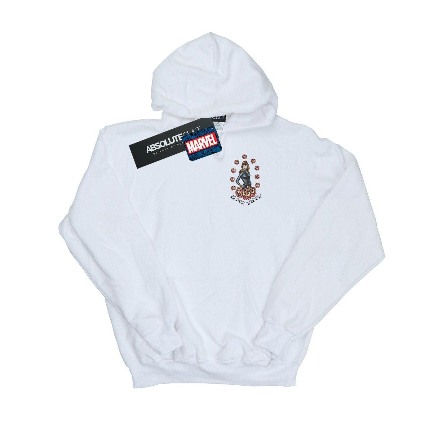 Image of Black Widow Tattoo Breast Print Kapuzenpullover Mädchen Weiss 152-158