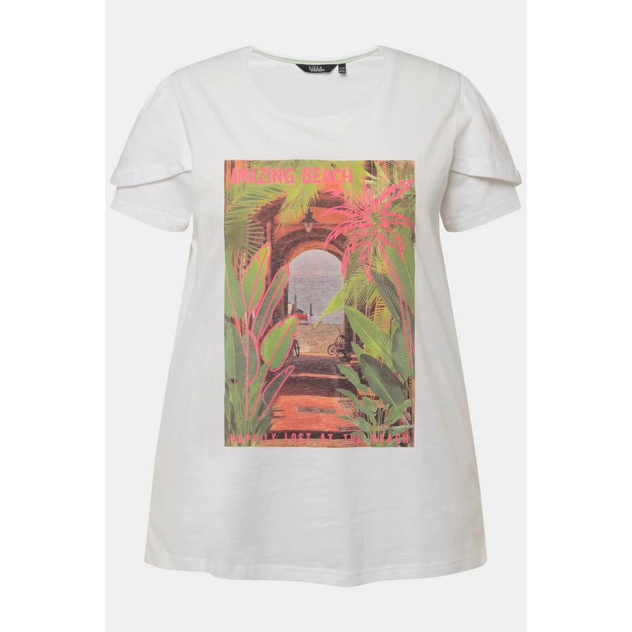 Ulla Popken Bedrucktes A-Linien Rundhals Halbarm T-Shirt  