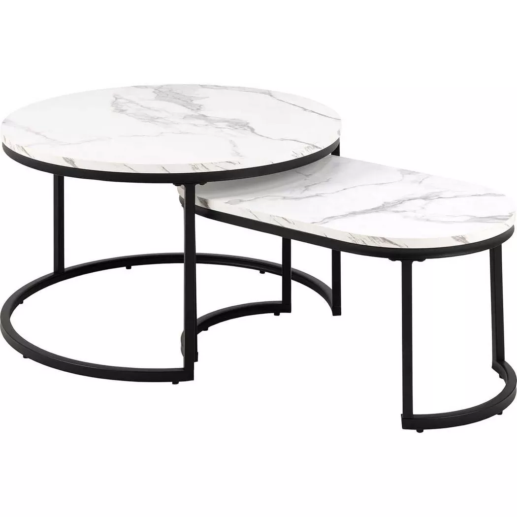 Spiro Coffee Table Set with White Marble Top, none