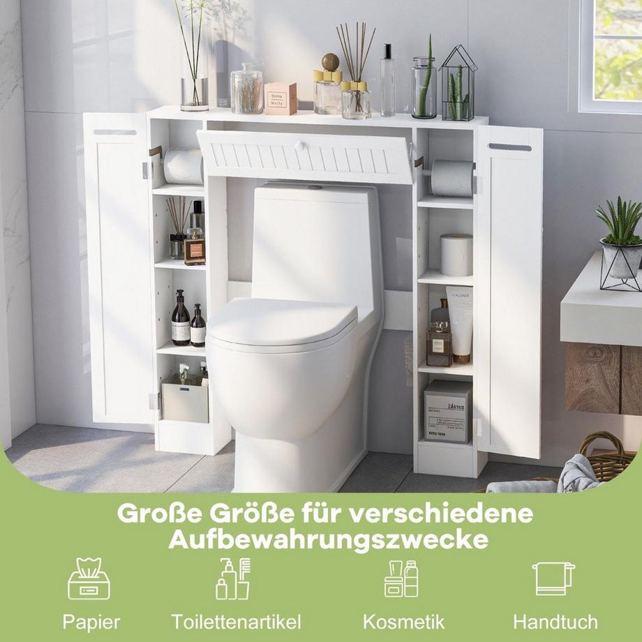 Northix  Meuble de toilette avec porte-papier toilette, meuble de salle de bain, support de toilette blanc 