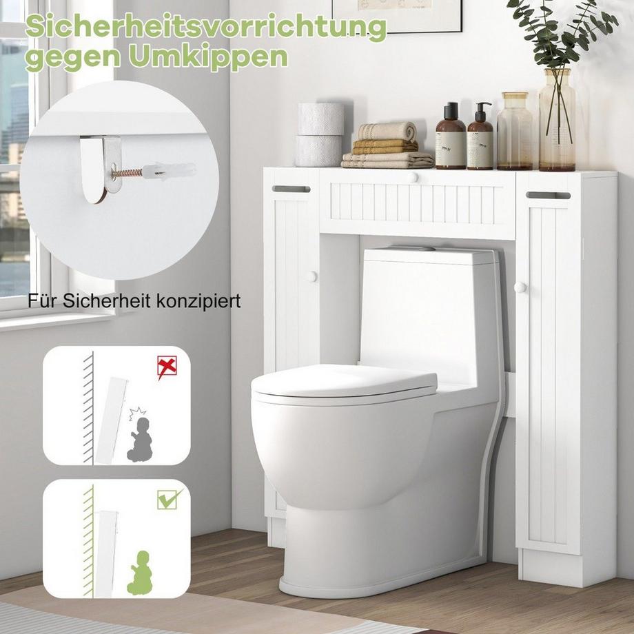 Northix  Meuble de toilette avec porte-papier toilette, meuble de salle de bain, support de toilette blanc 
