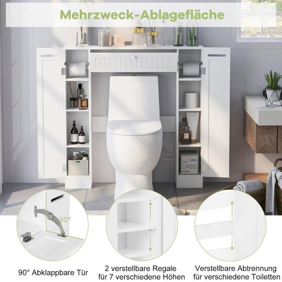 Northix  Meuble de toilette avec porte-papier toilette, meuble de salle de bain, support de toilette blanc 