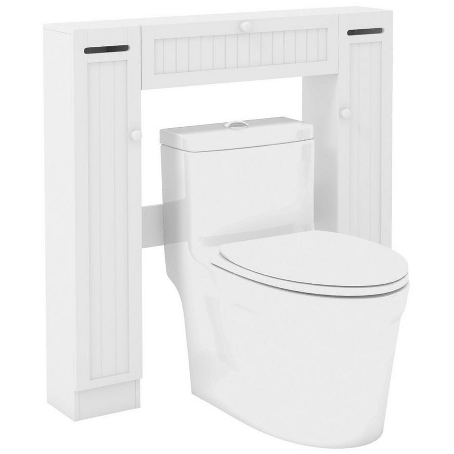 Northix  Meuble de toilette avec porte-papier toilette, meuble de salle de bain, support de toilette blanc 
