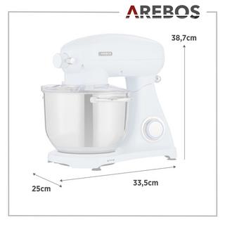 Arebos Küchenmaschine 1800W 6L Edelstahl-Rührschüssel Geräuscharm 6 Stufen  