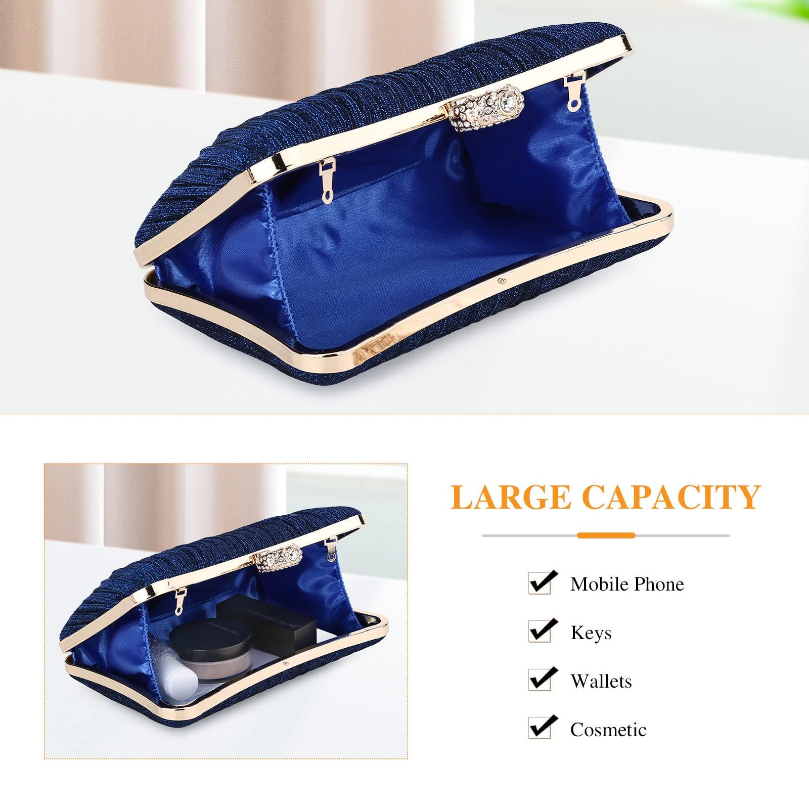 Only-bags.store Pailletten Strass Clutch Abendtasche mit Kette  