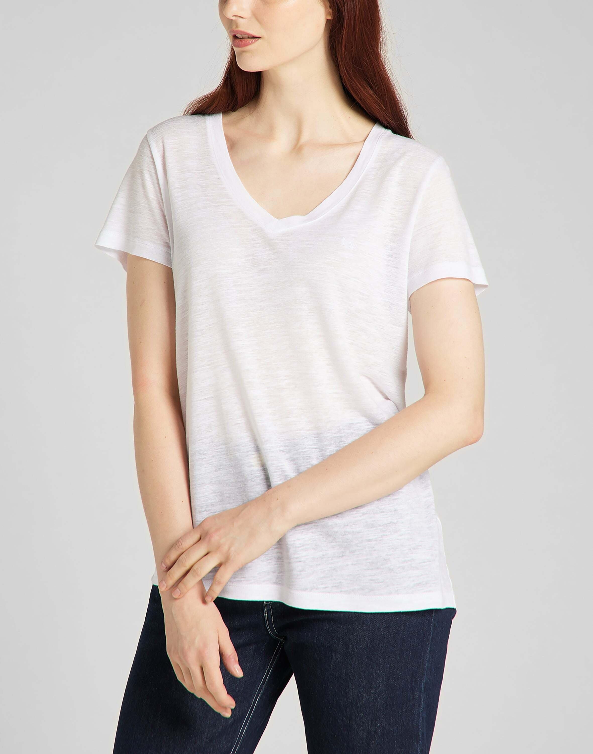Image of T-shirt V Neck Damen Weiss L
