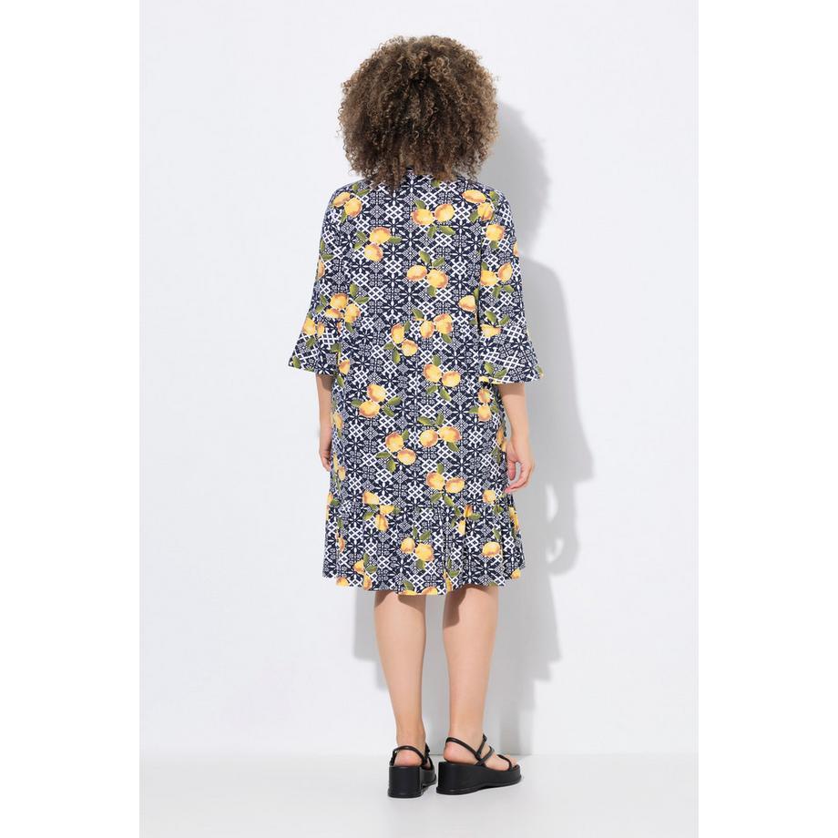 Ulla Popken Robe en jersey A-ligne Col tunisien Manches 3/4  