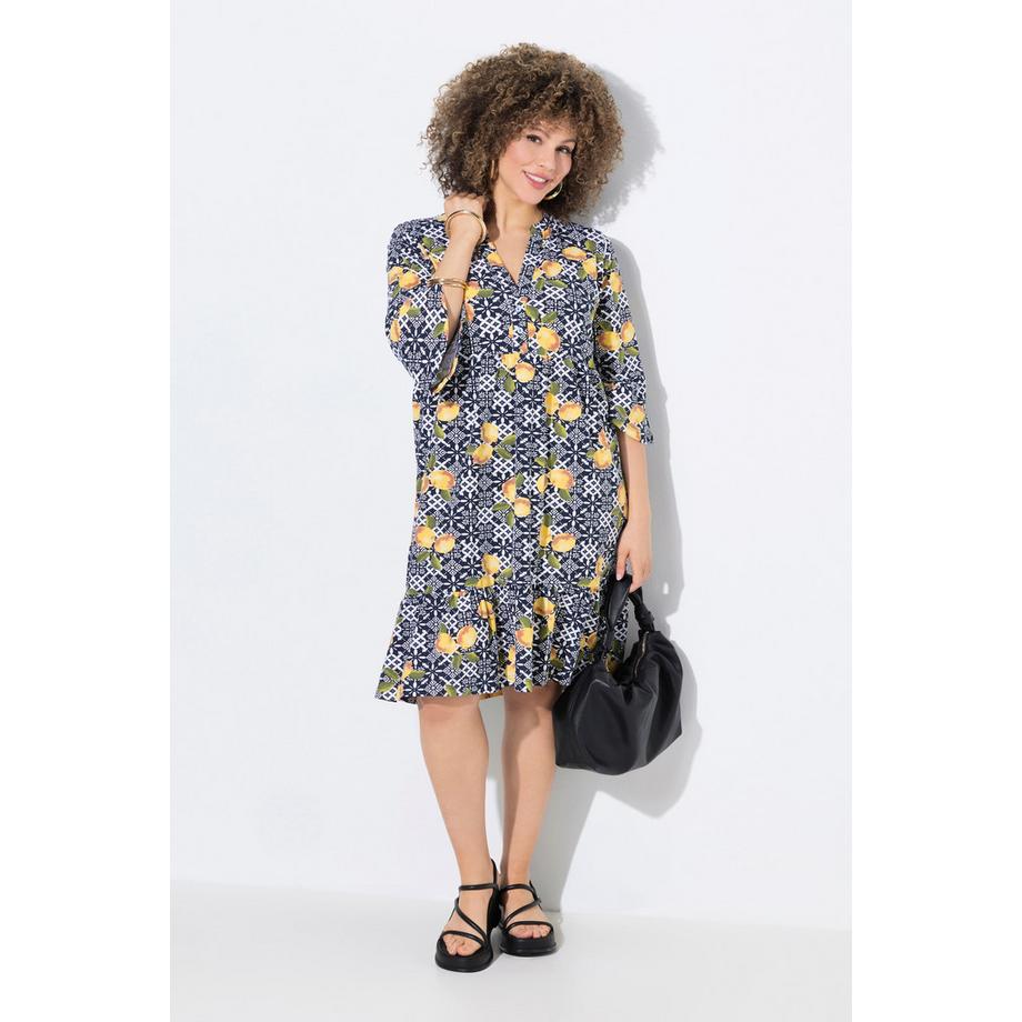 Ulla Popken Robe en jersey A-ligne Col tunisien Manches 3/4  