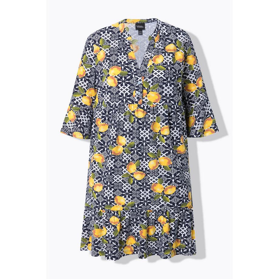 Ulla Popken Robe en jersey A-ligne Col tunisien Manches 3/4  