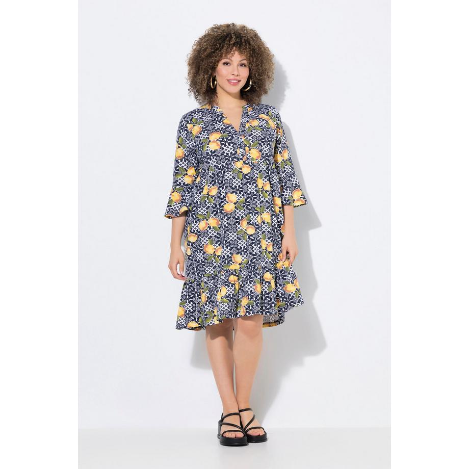 Ulla Popken Robe en jersey A-ligne Col tunisien Manches 3/4  