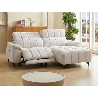 Vente-unique Eckrelaxsofa elektrisch - Ecke rechts - Strukturstoff - Beige - CELTIMO  