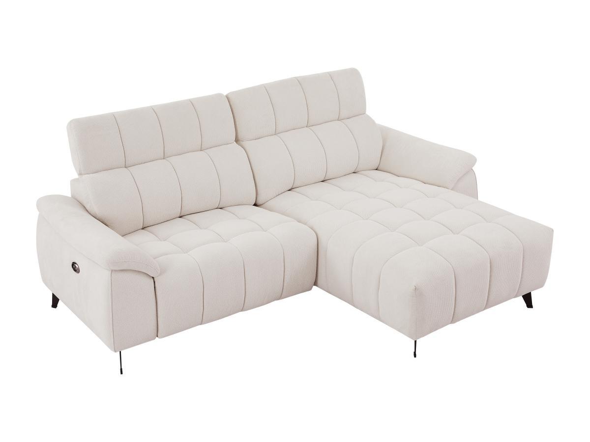 Vente-unique Eckrelaxsofa elektrisch - Ecke rechts - Strukturstoff - Beige - CELTIMO  