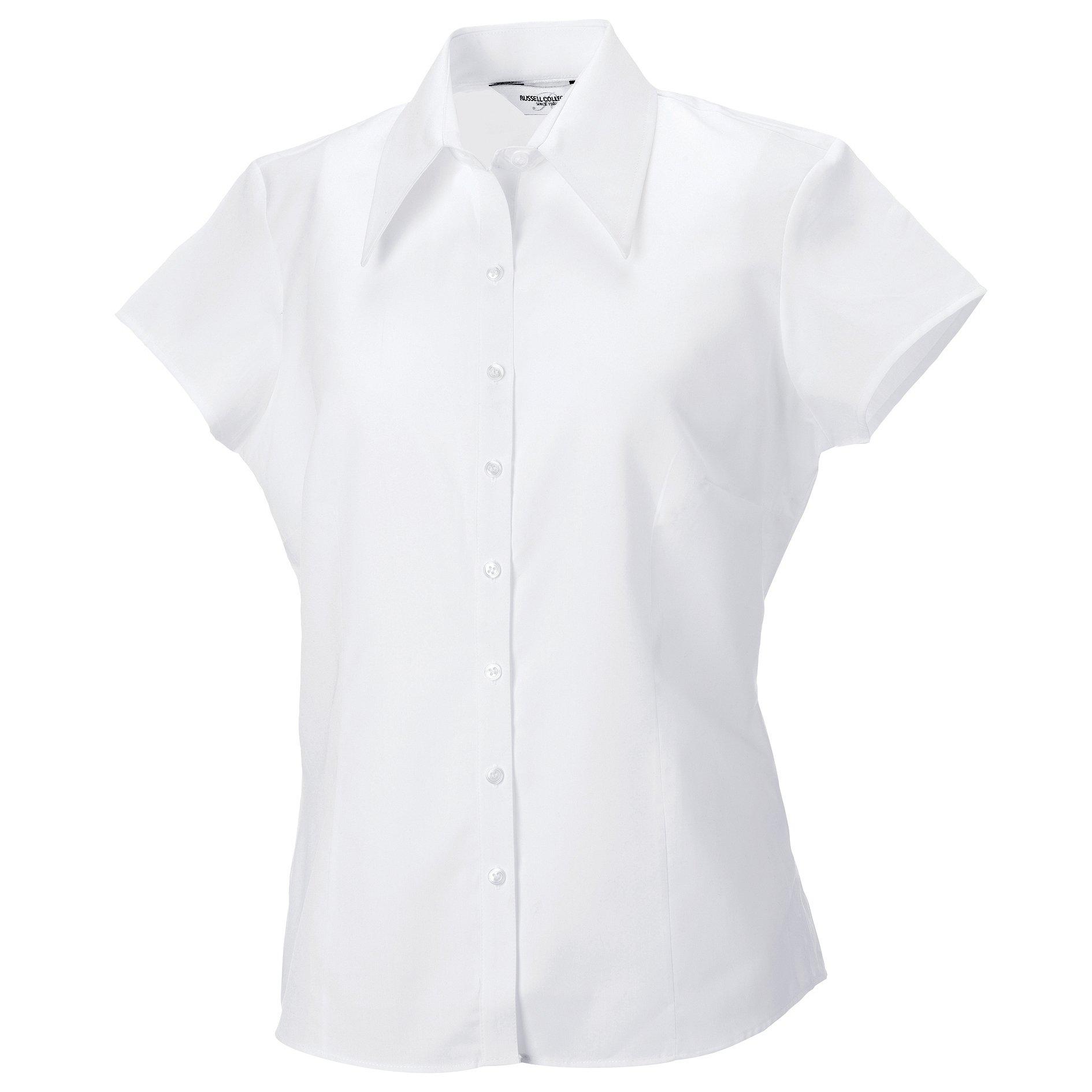 Image of Collection Bluse Tencel Kurzarm, Tailliert Damen Weiss XS