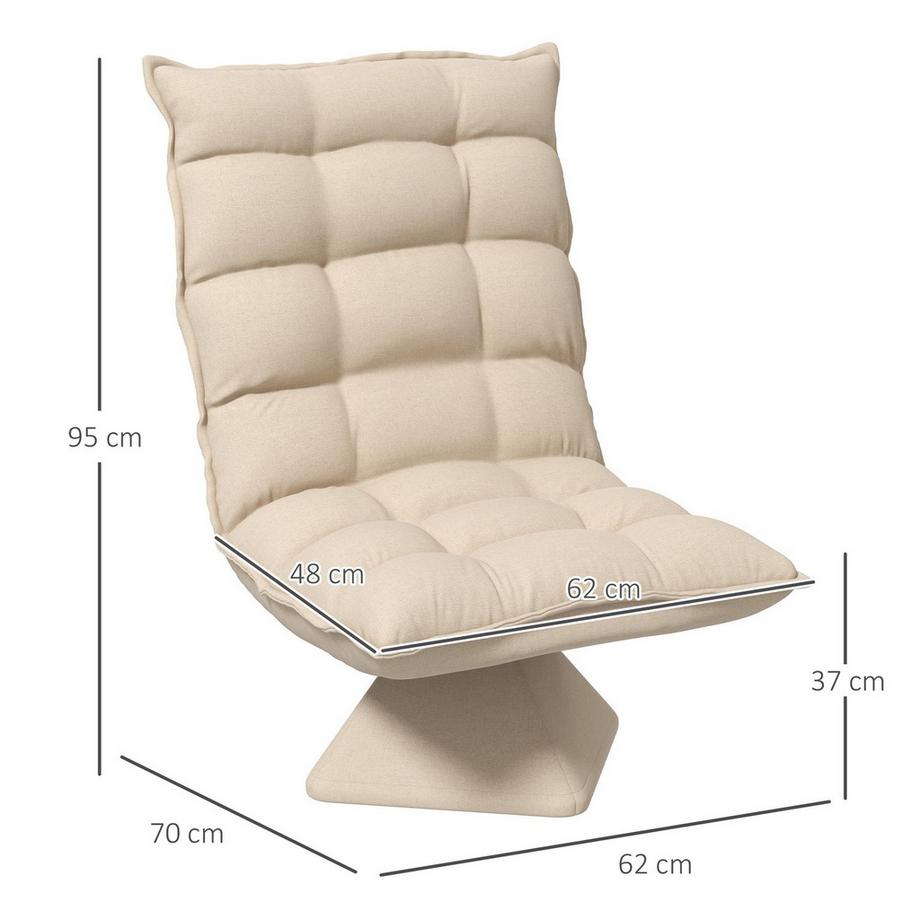 Northio Chaise de sol canapé de sol réglable chaise de méditation pivotante chaise de relaxation rembourrée canapé paresseux Beige  