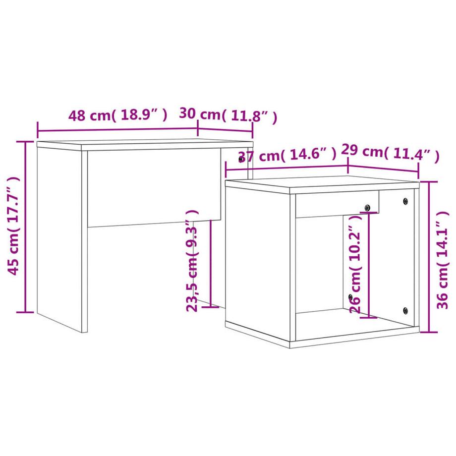VidaXL Table basse gigogne bois d'ingénierie  