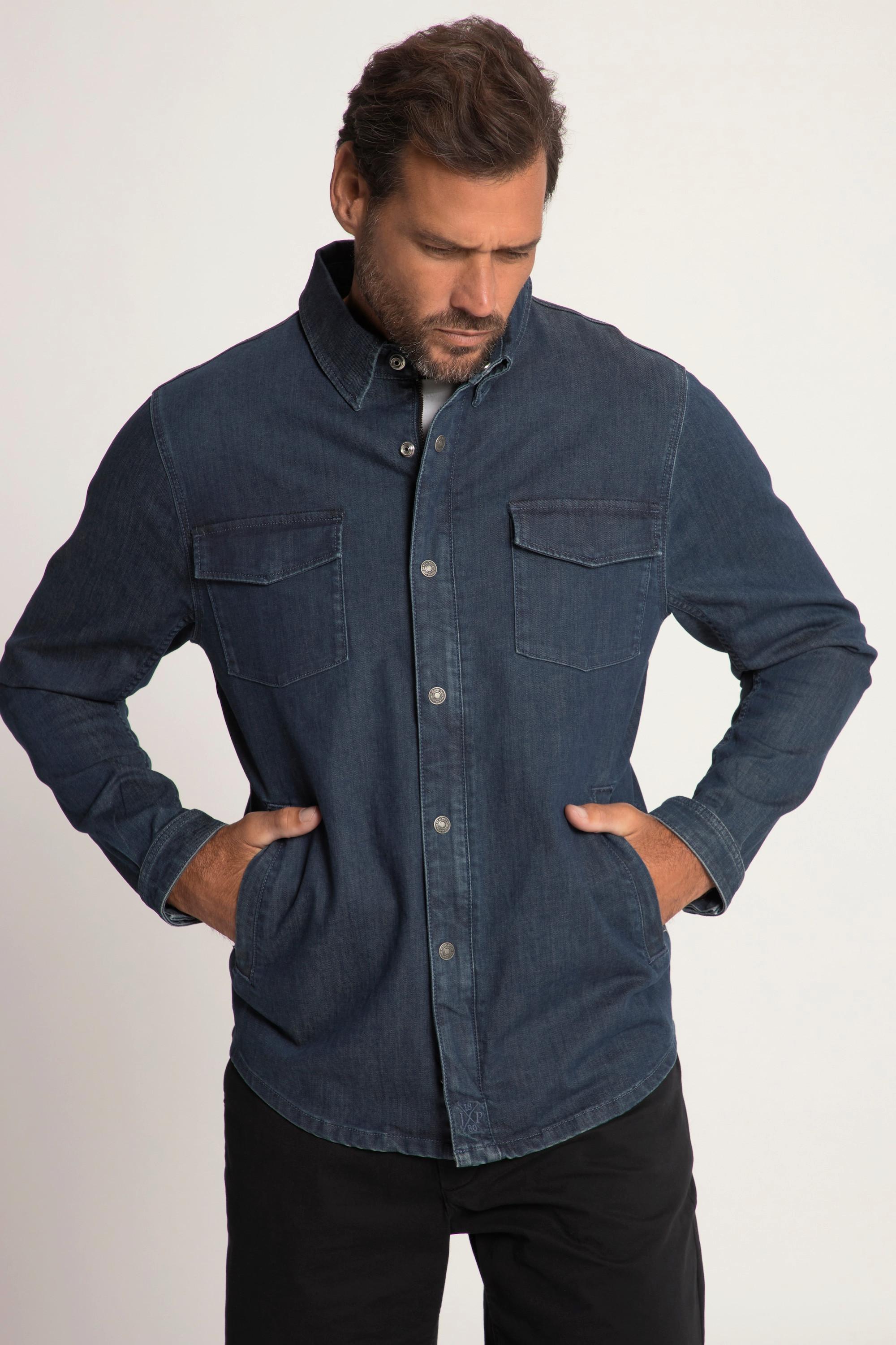 JP1880  Veste en jean, fermeture à glissière invisible et poches poitrine 