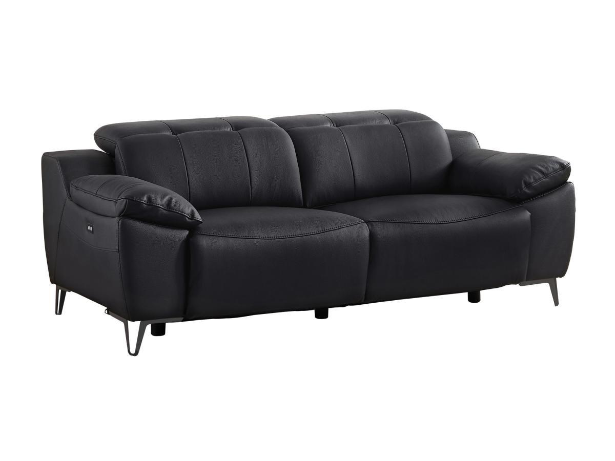 Image of Relaxsofa 3-Sitzer elektrisch - Leder - Schwarz - ROVETO Relaxsofa 3-Sitzer elektrisch - Leder - Schwarz - ROVETO
