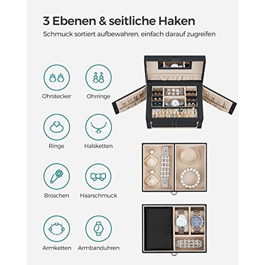 Pricenet  Elegante Schmuckschatulle mit viel Stauraum und Reiseetui 