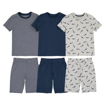 Lot de 3 pyjashorts en coton imprimé requin