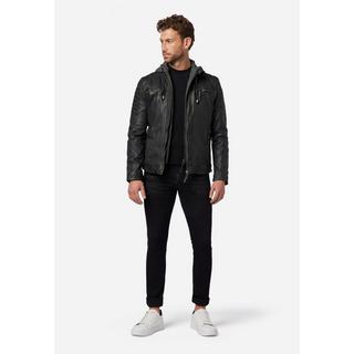 RICANO  Lederjacke 12815 Hood, Bikerstil mit abtrennbarer Kapuze 