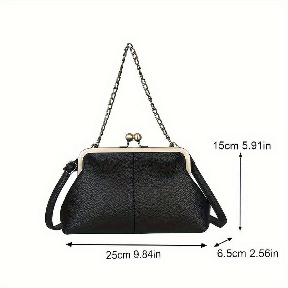 Only-bags.store Sac à Bandoulière Chaîne Décor Vintage Couleur Unie Clip Sac à Main  