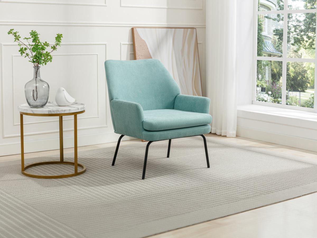 Vente-unique Fauteuil en tissu vert d'eau PALMARELO  