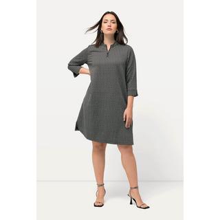 Ulla Popken  Jacquard-Kleid, Stehkragen, Reißverschluss, 3/4-Arm 