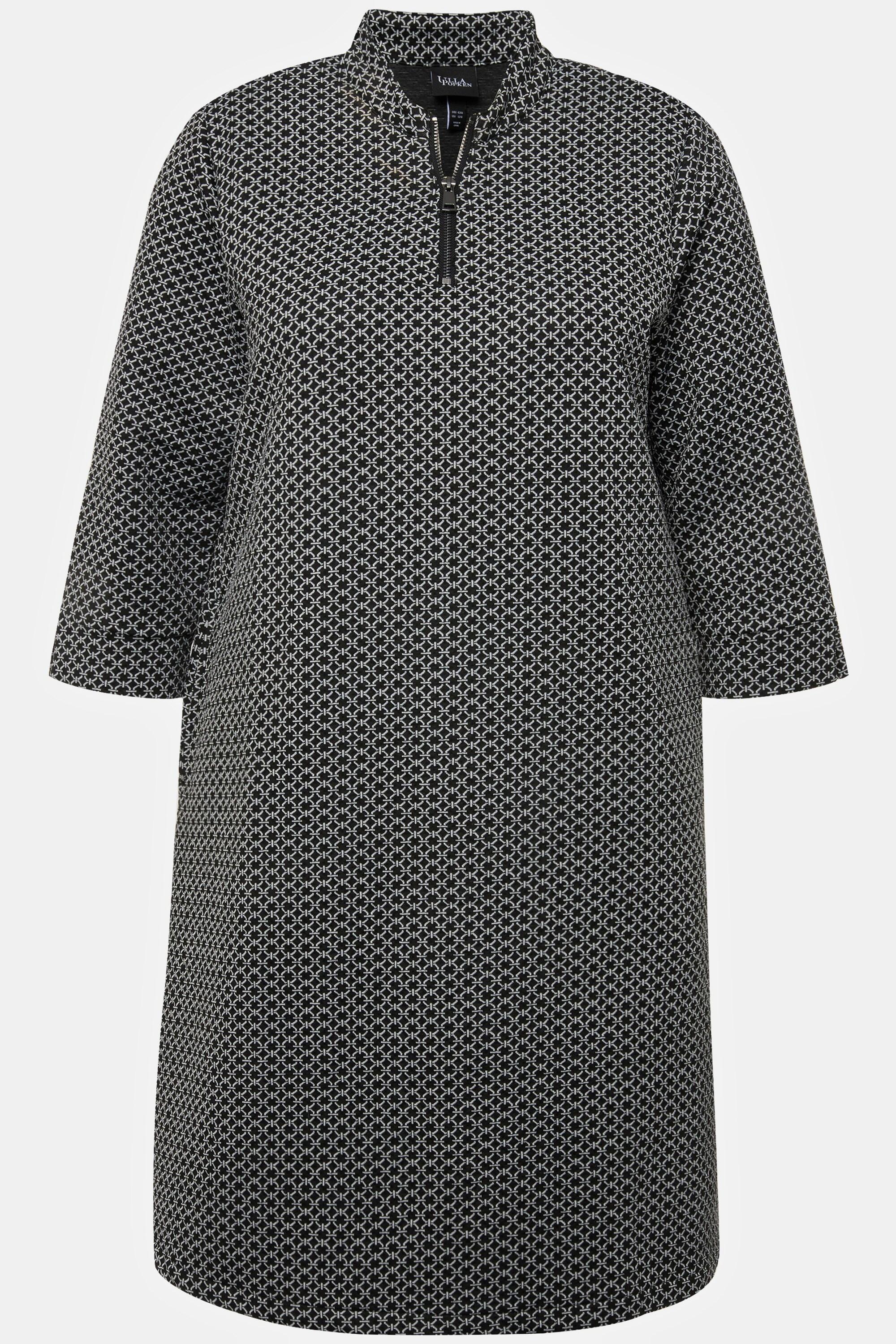 Ulla Popken  Robe jacquard, col montant, fermeture éclair, manches 3/4 