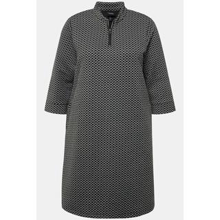 Ulla Popken  Jacquard-Kleid, Stehkragen, Reißverschluss, 3/4-Arm 