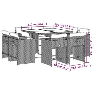 VidaXL Ensemble de salle à manger de jardin rotin synthétique  