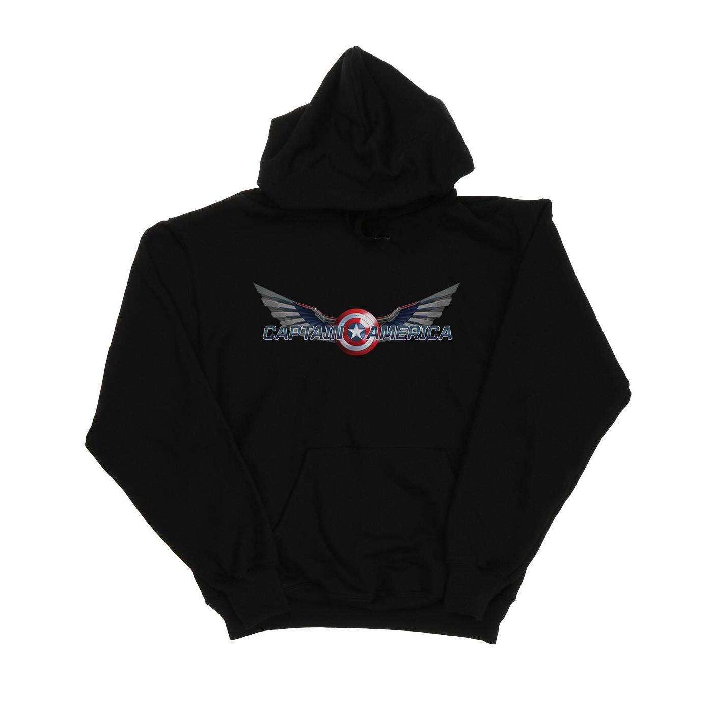 Image of Falcon And The Winter Soldier Captain America Logo Kapuzenpullover Jungen Schwarz 116