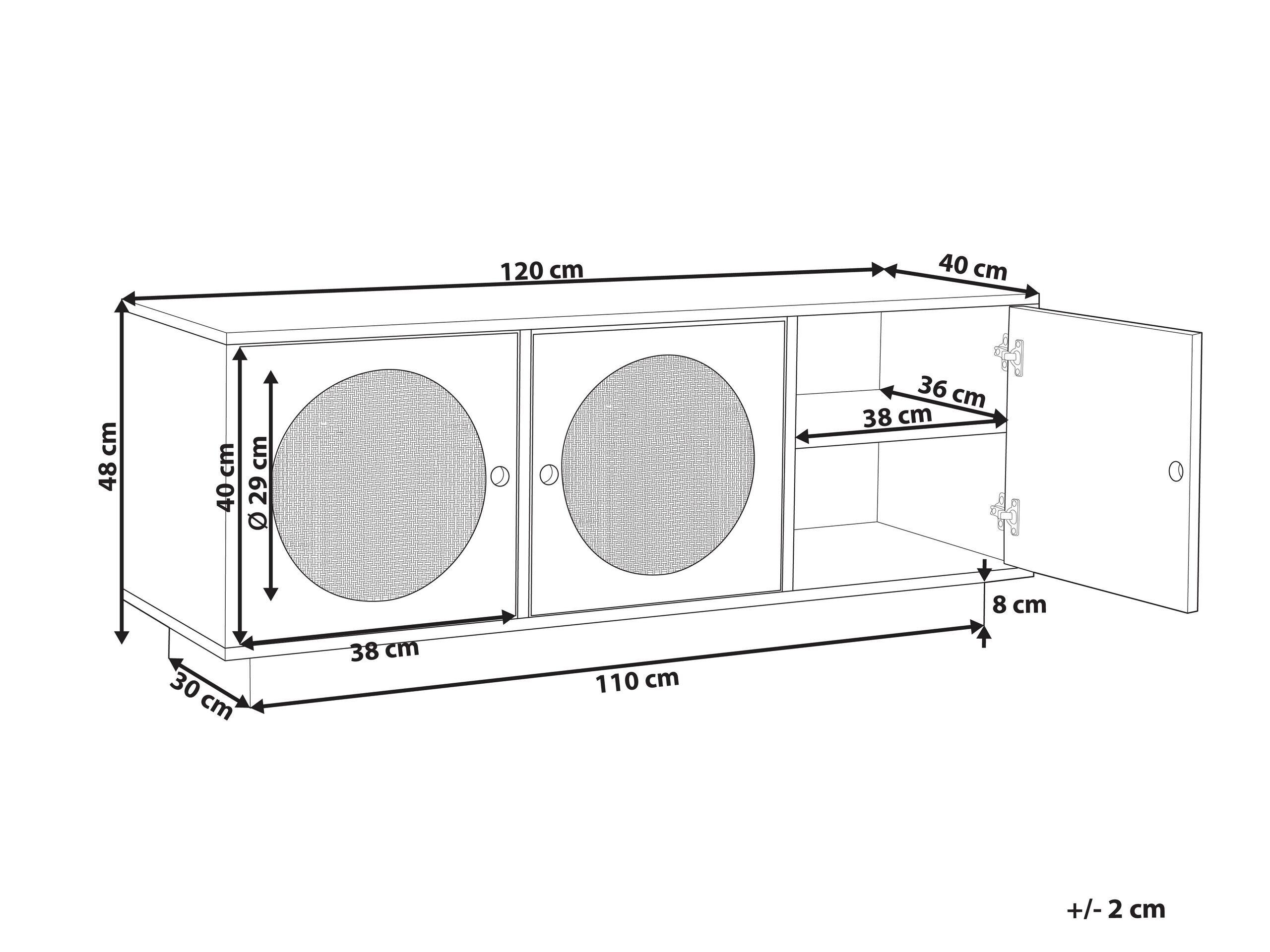 Beliani Credenza a 3 ante en Fibra a media densità (MDF) Boho UYUNI  