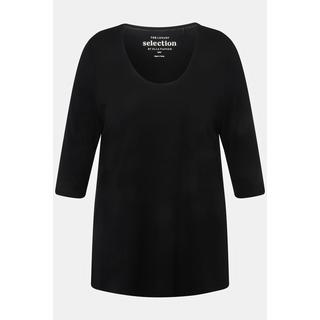 Ulla Popken  Shirt, tiefer Rundhalsausschnitt, 3/4 Arm 