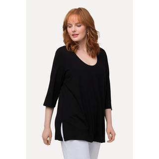 Ulla Popken  Shirt, tiefer Rundhalsausschnitt, 3/4 Arm 