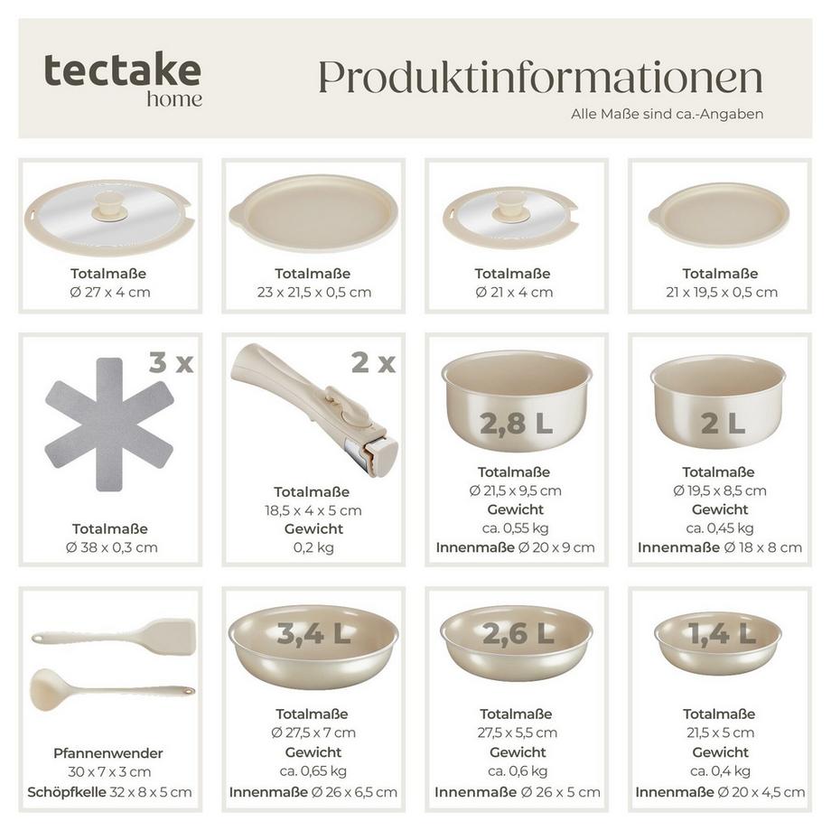 Tectake Set iniziale da cucina Una/Genova Set di stoviglie in gres, smaltate 46  