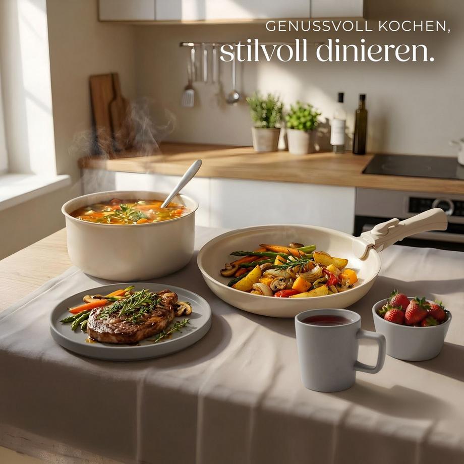 Tectake Set iniziale da cucina Una/Genova Set di stoviglie in gres, smaltate 46  