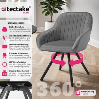 Tectake Chaise pivotante avec accoudoirs Snug en velours, rembourrée  