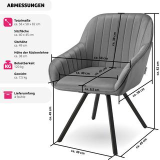 Tectake Poltrona girevole con braccioli Snug effetto velluto, imbottita  