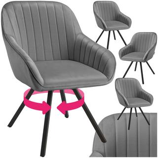 Tectake Chaise pivotante avec accoudoirs Snug en velours, rembourrée  