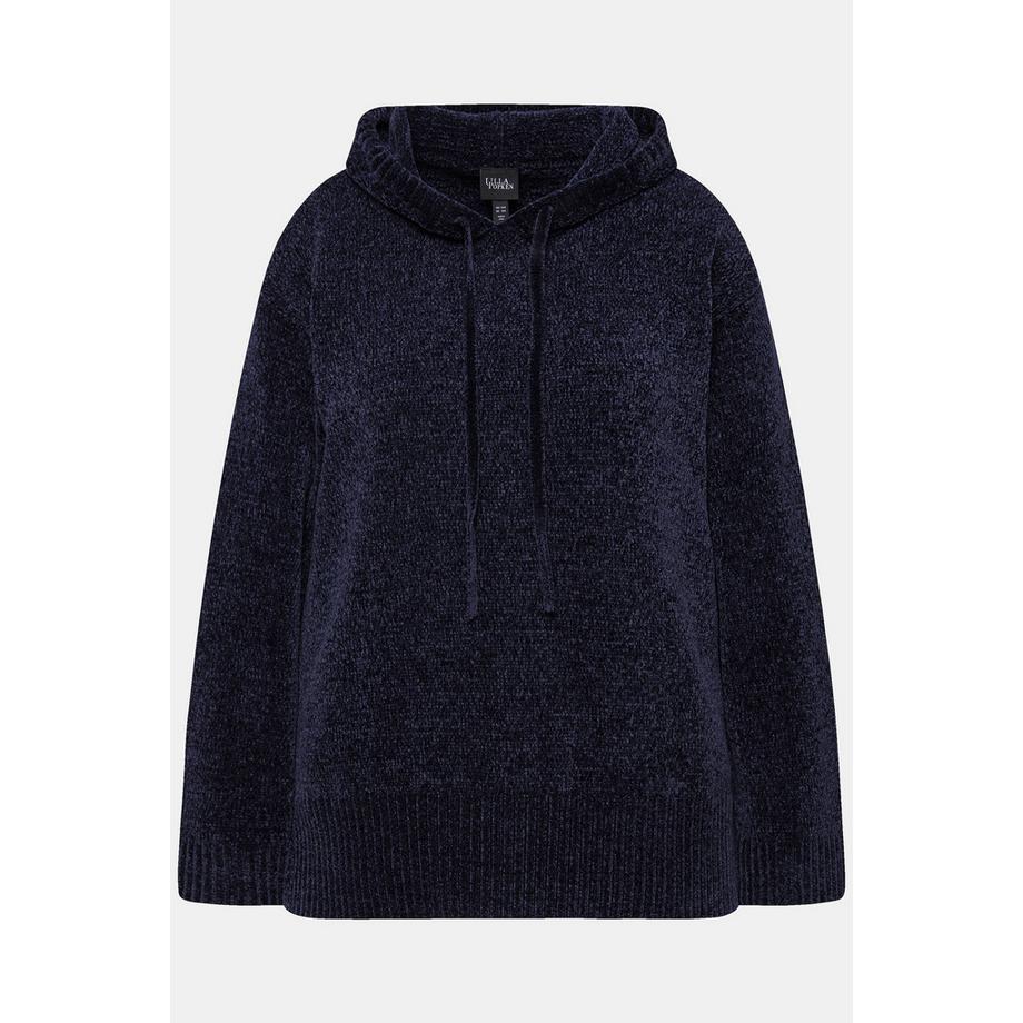 Ulla Popken Maglia in ciniglia con cappuccio e coulisse  