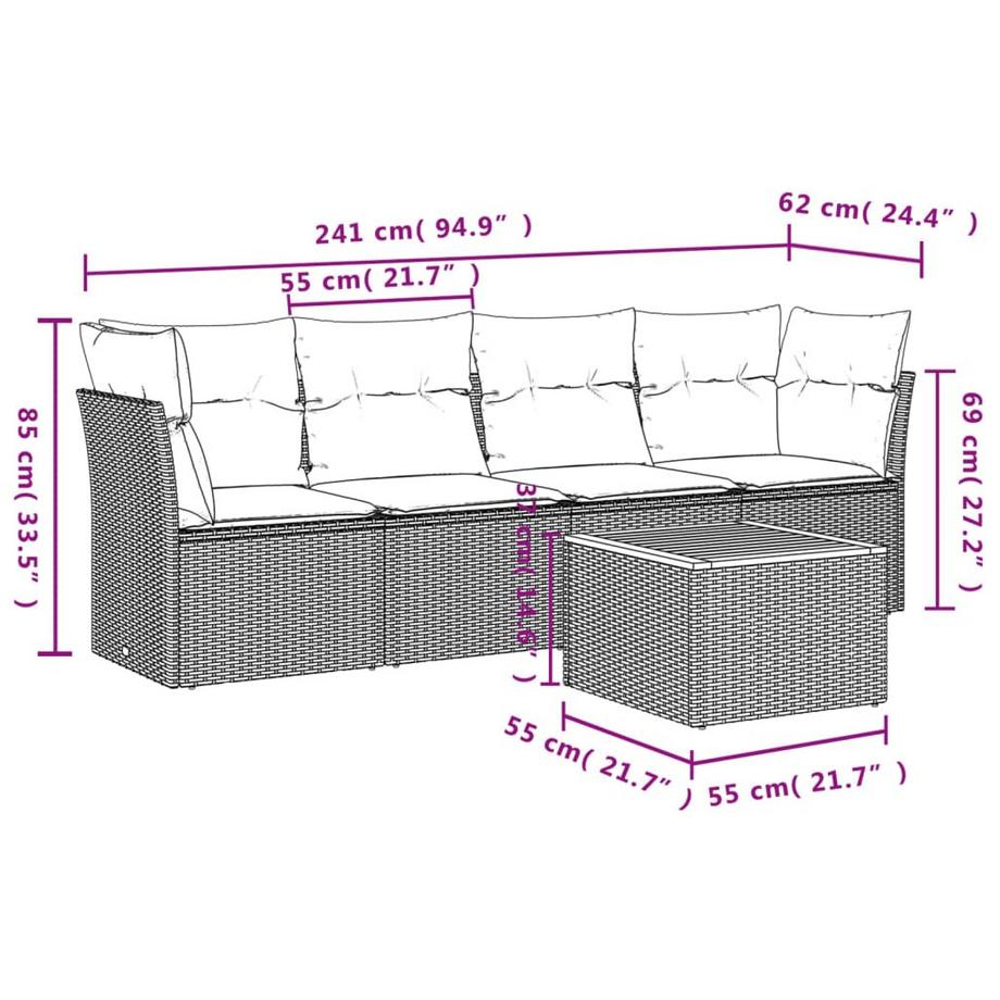 VidaXL Ensemble de canapés de jardin rotin synthétique  