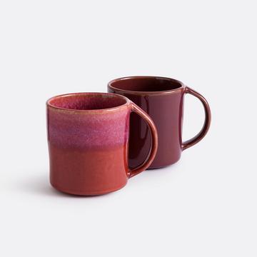 Set aus 2 Bechern aus Steingut mit reaktiver Glasur