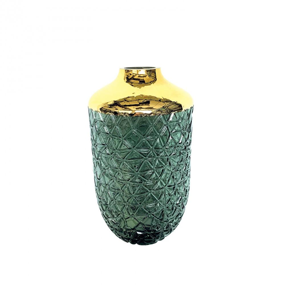 Image of Grüne vase mit goldrand 16x29cm Grüne vase mit goldrand 16x29cm