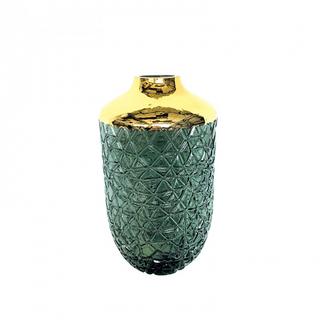 Aulica VASE VERT AVEC BORD DORE 16 X 29 CM  