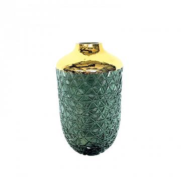 Grüne vase mit goldrand 16x29cm