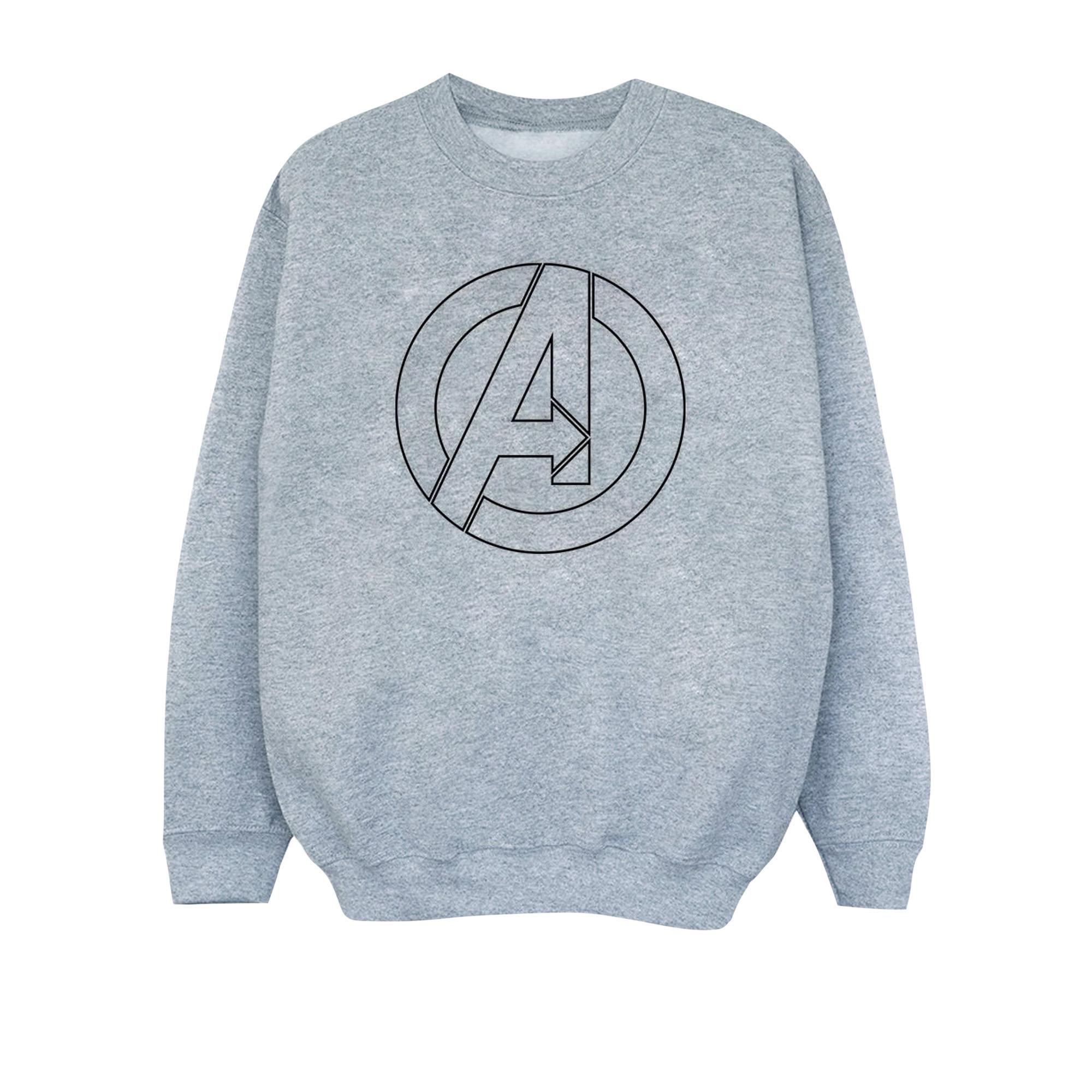 Image of Avenegers Assemble A Logo Outline Sweatshirt Unisex Grau 152-158