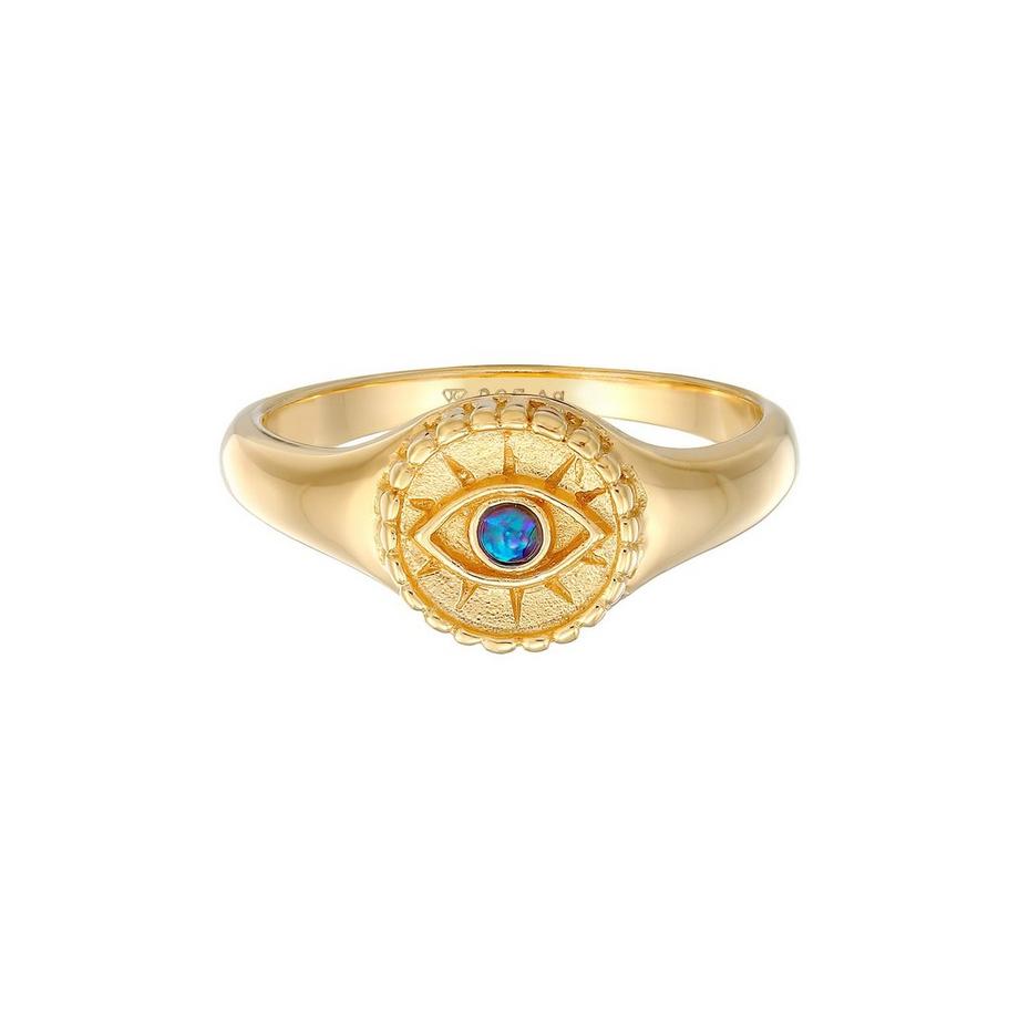 Elli  Bague Elli Ring Siegelring Evil Eye Blue Synth. Opal 925 Silber 